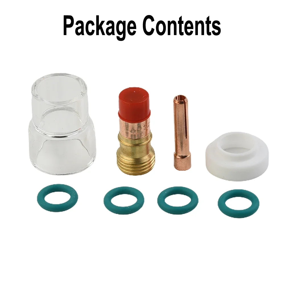 8-Pc TIG Welding Stubby Gas Lens Kit #12 Glass Cup WP17/18/26