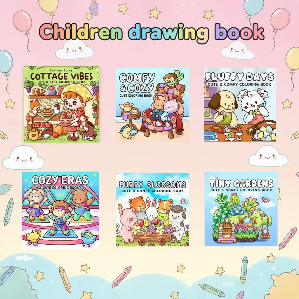 40 Pages Cute European America Coloring Book Kids Drawing Christmas