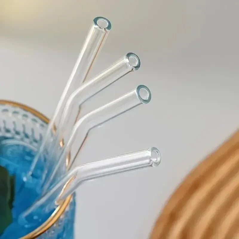 Reusable Glass Straws Set of 5 with Brush – Heat Resistant