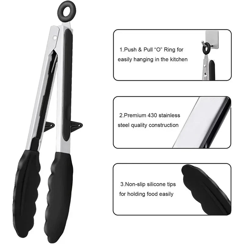 Silicone Kitchen Tongs – Non-Stick BBQ, Salad & Pasta Tongs