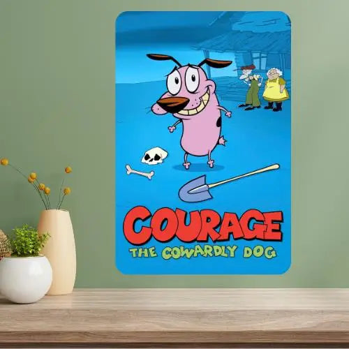 Courage the Cowardly Dog Metal Poster Sign | Retro Wall Art