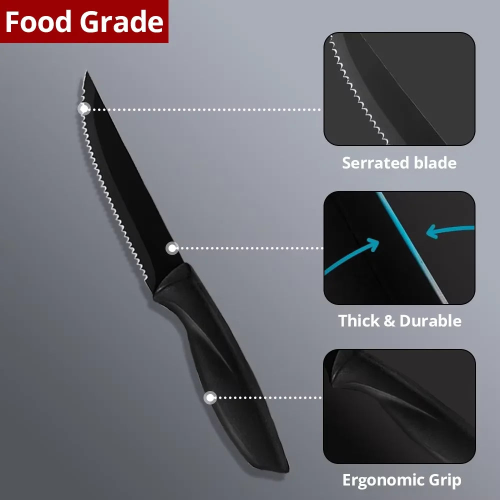 Serrated Steak Knife Set | Stainless Steel Ergonomic Handle
