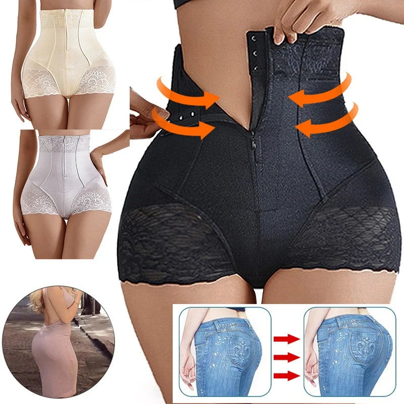 Tummy Control Panties Women Zipper Body Shaper Waist Pants Seamless