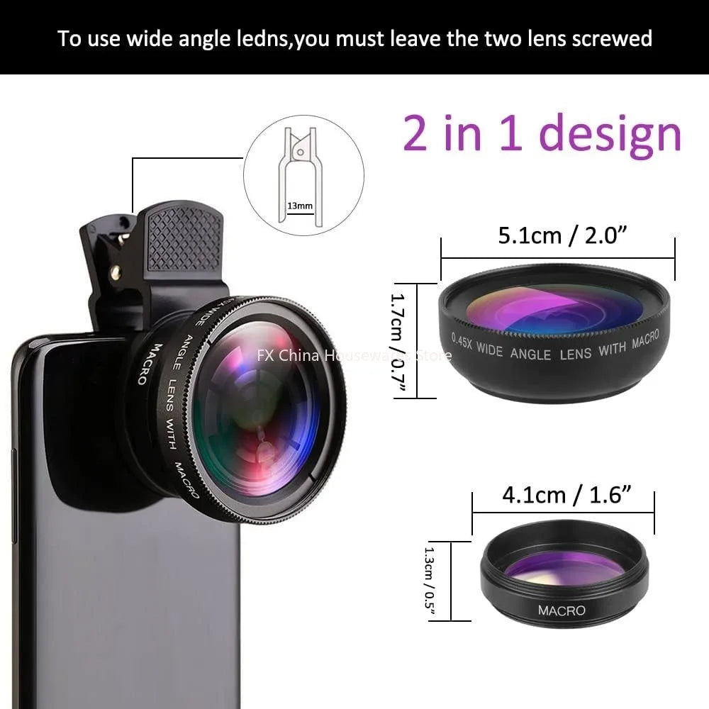2-in-1 Phone Camera Lens Kit – Wide-Angle & Macro Clip-On