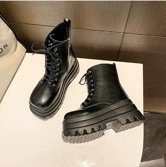 Women's Punk Gothic Platform Ankle Boots – Side Zip, Thick Sole