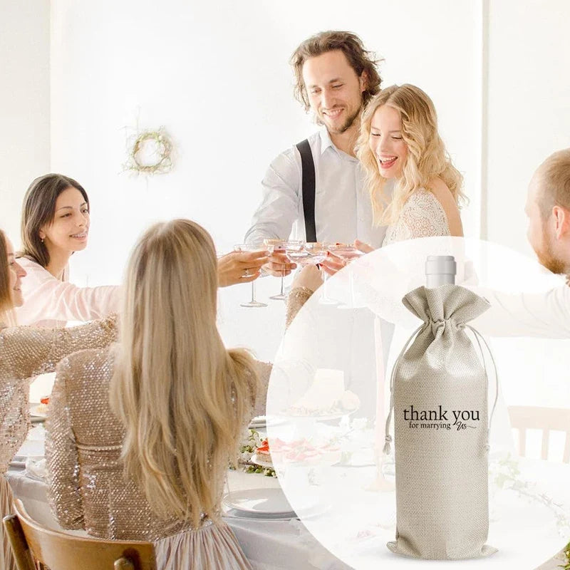 Thank You for Marrying Us Drawstring Wine Bag | Wedding Gift