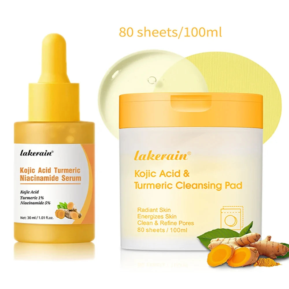 Kojic Acid Turmeric Niacinamide Serum & Cleansing Pads Duo