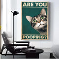 Funny Cat Canvas Wall Art – "Are You Pooping?" HD Print Poster