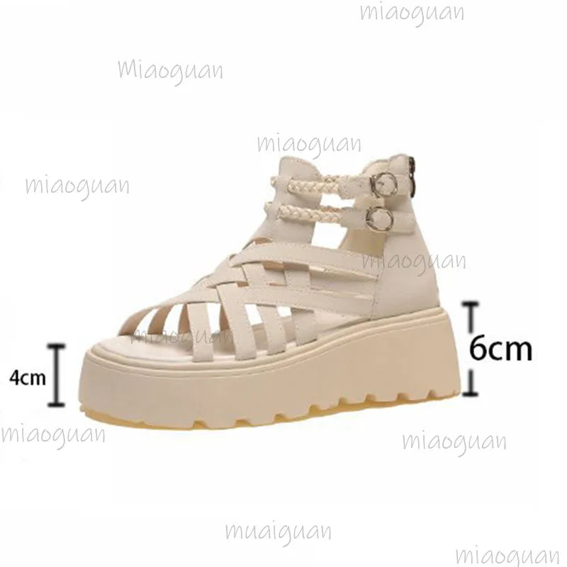 Women's Gladiator Wedge Sandals – Cross Strap Open Toe Platform