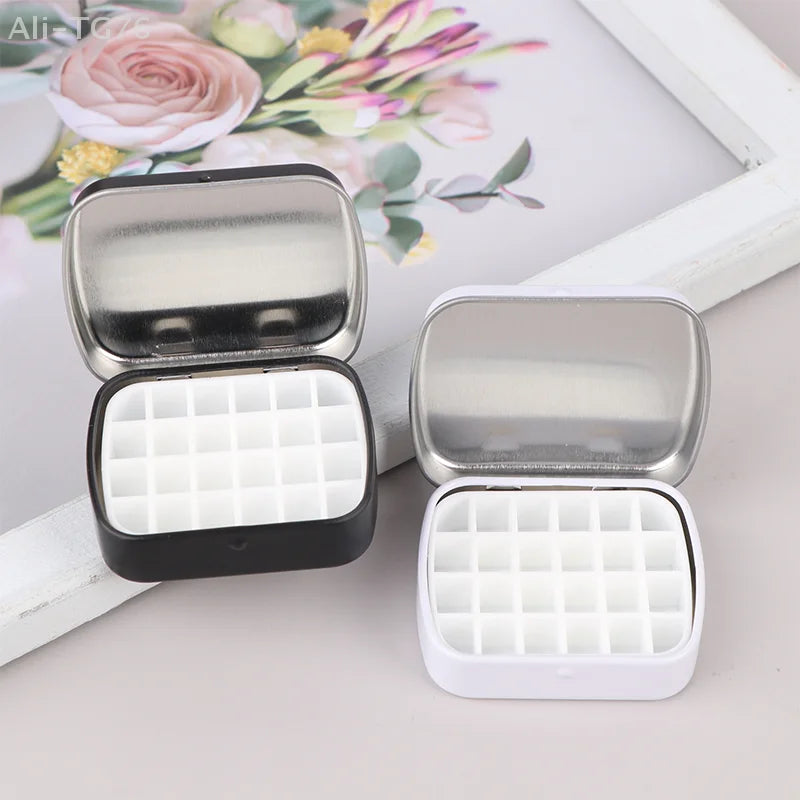 Portable Watercolor Tin Box Palette 12/24 Grid Travel Paint Tray