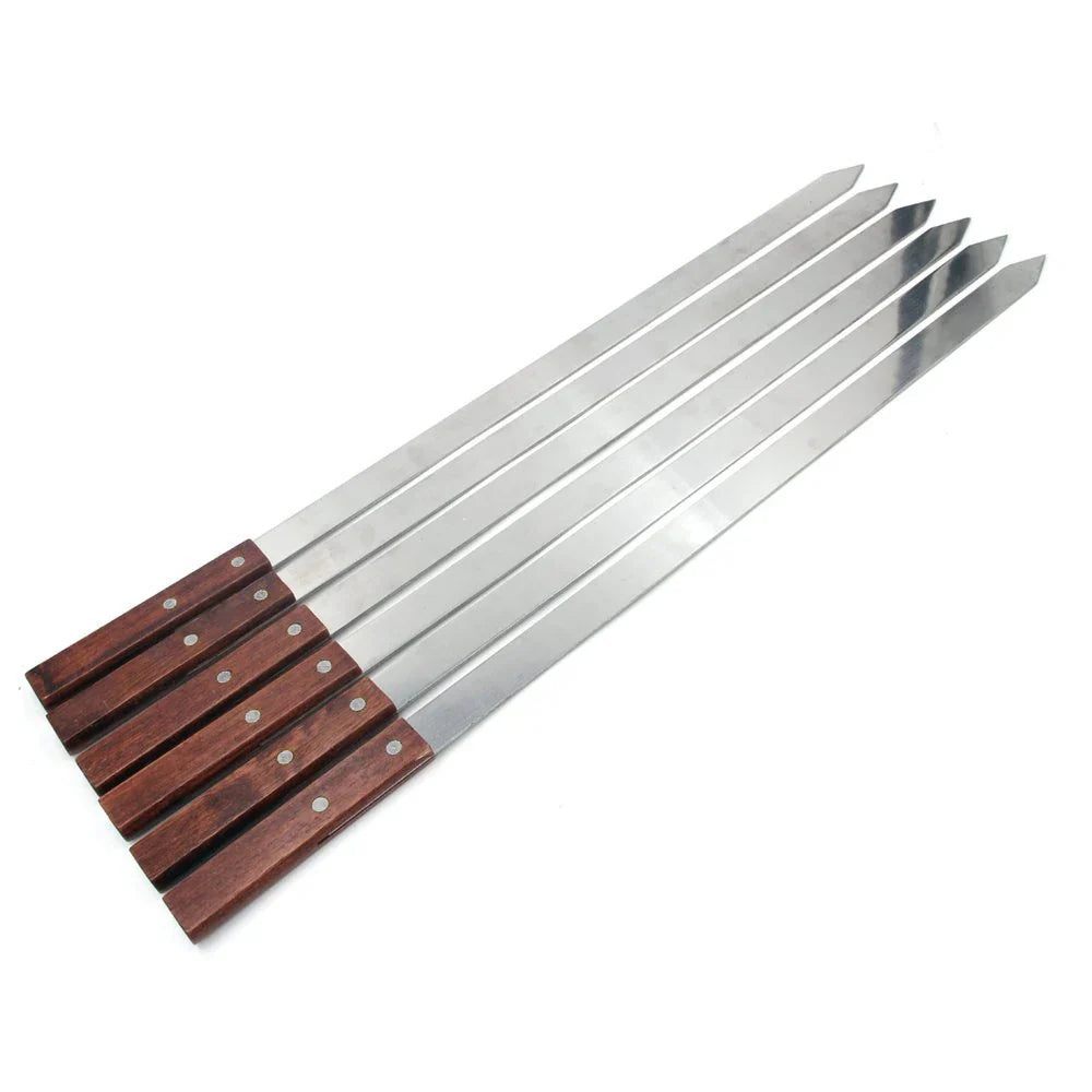 60cm Brazilian BBQ Skewers – Stainless Steel Long Handle Set