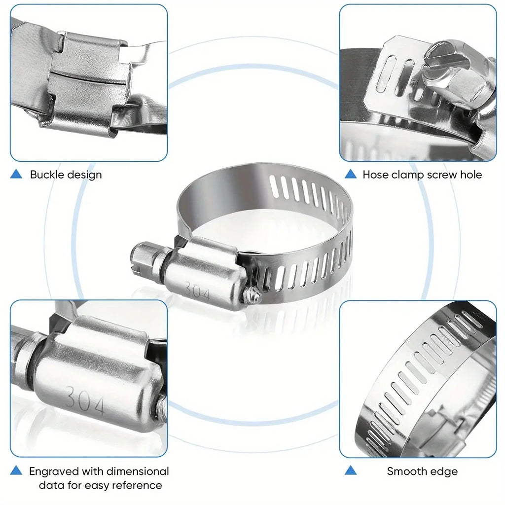 40-Pc Stainless Steel Worm Gear Hose Clamp Set 1/4"–1-1/8"