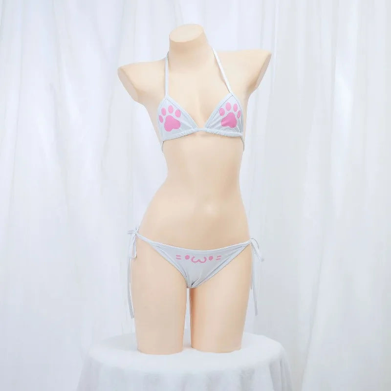 Anime Cat Paw Bikini Set – Women's Cosplay Swimsuit Costume
