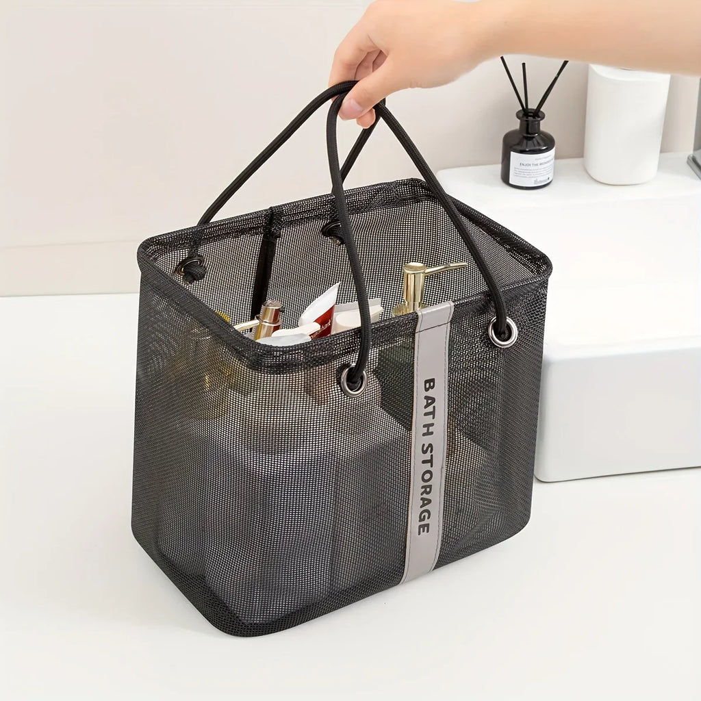 Portable Mesh Toiletry Bag Handle Quick Drying Large Capacity
