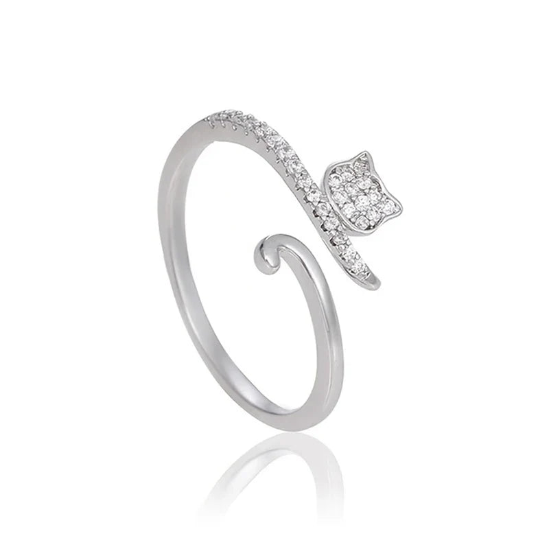 Huitan Cat Ring – Cubic Zirconia Adjustable Opening Ring