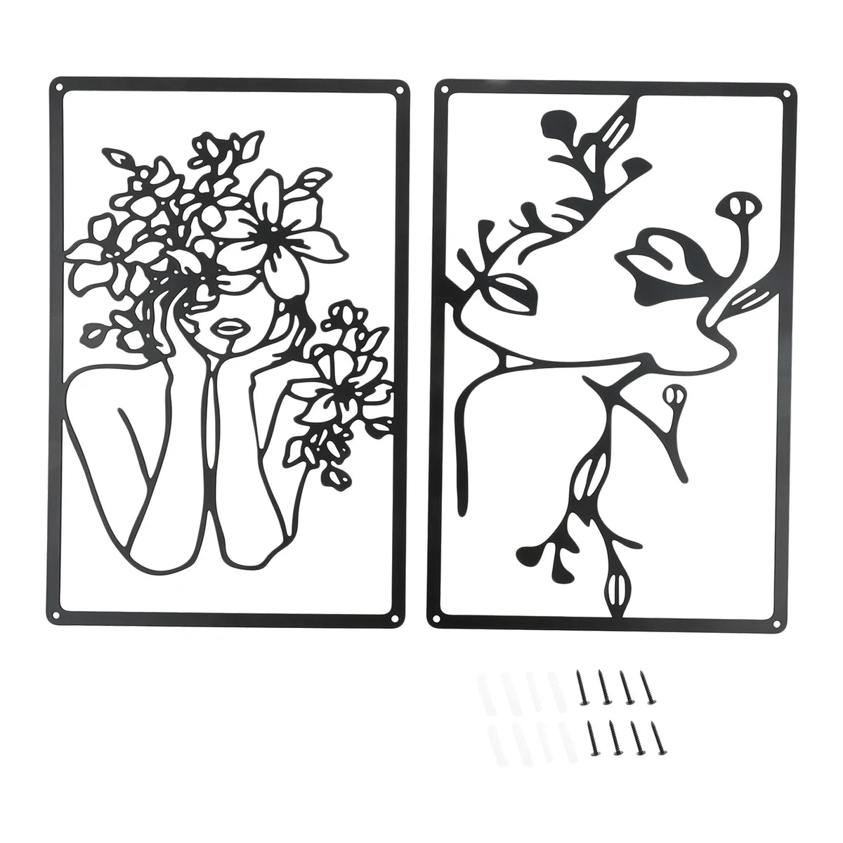 Metal Abstract Female Wall Art Set of 4 – Modern Line Art Décor