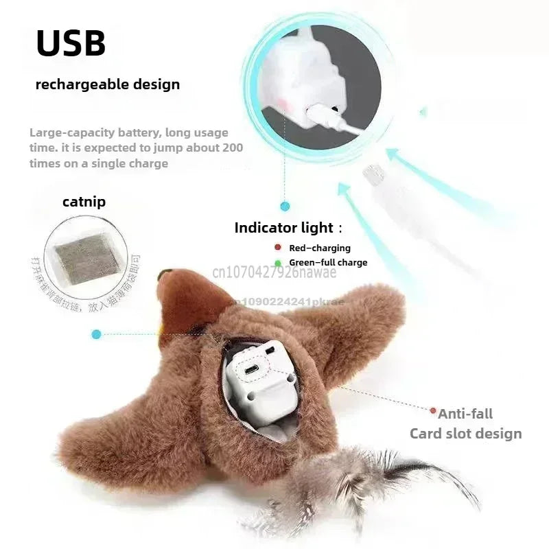Interactive Electric Flapping Bird Cat Toy with Catnip & Chirping