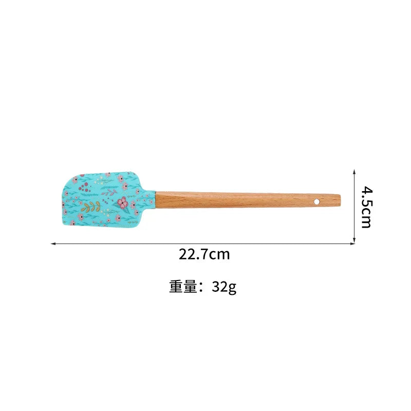 Christmas Non-stick Silicone Cake Spatula Wooden Handle Chocolate