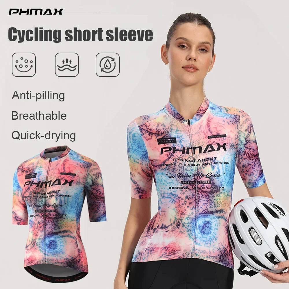 PHMAX Women's Short Sleeve Cycling Jersey | Quick Dry MTB