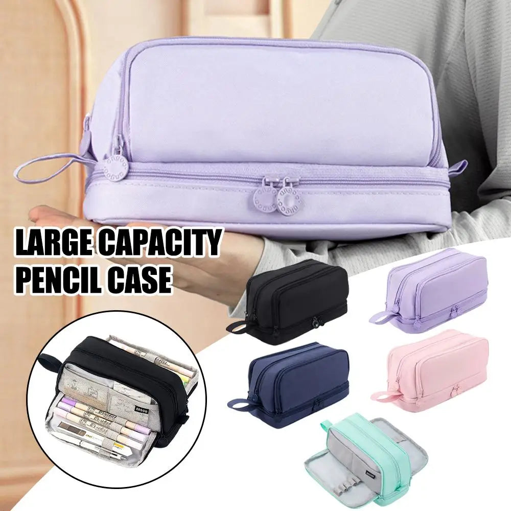 Large Capacity Multilayer Pencil Case – Nylon Zipper Pouch