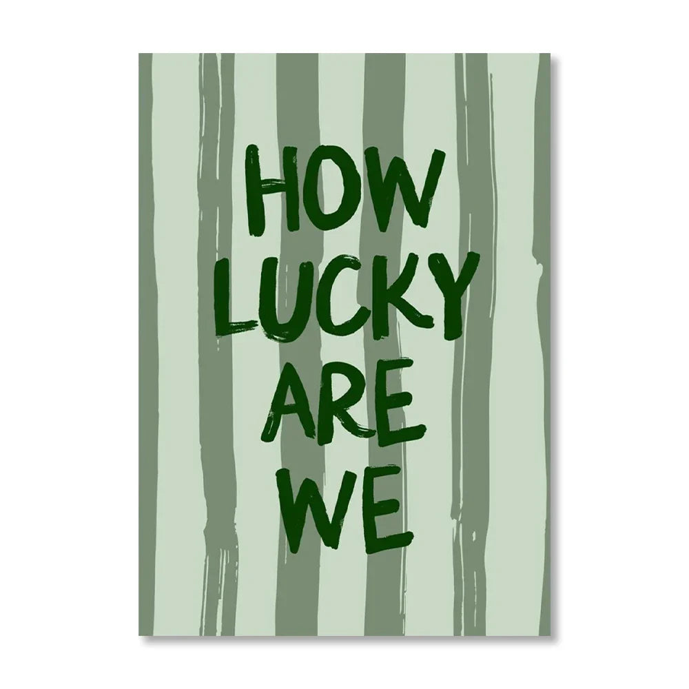 "How Lucky Are We" Unframed Retro Canvas Wall Art Print