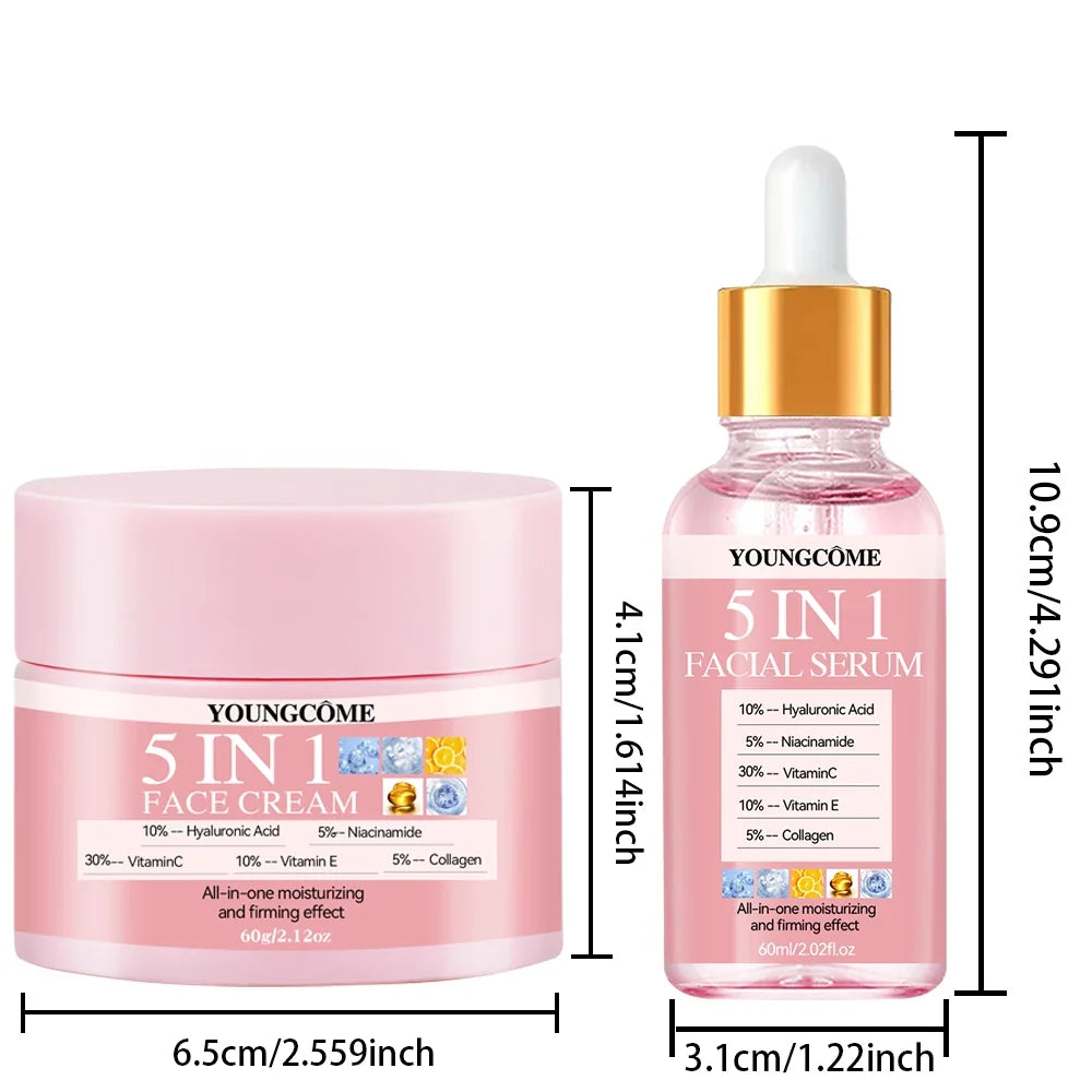 YOUNGCOME 5-in-1 Hyaluronic Acid Face Serum & Cream Set