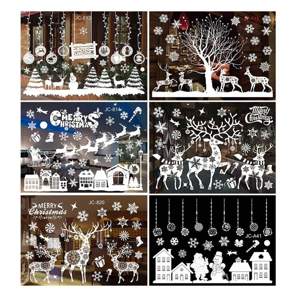 Christmas Window Clings – Snowflake & Reindeer Static Decals