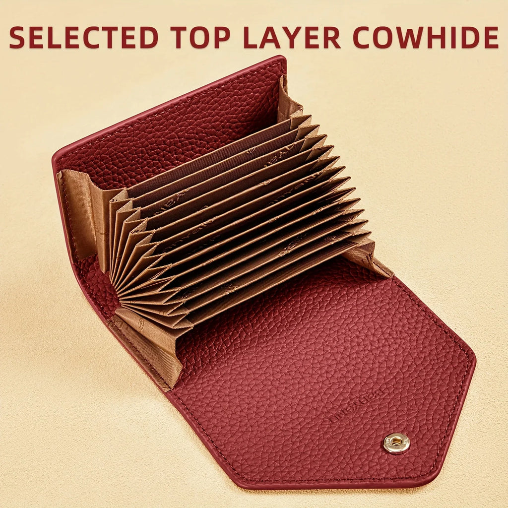 BANYANU Retro Top Grain Leather Mini Wallet – 12 Card Slots
