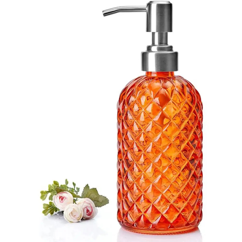 480ml Gem Glass Soap Dispenser – Rust-Proof Stainless Pump