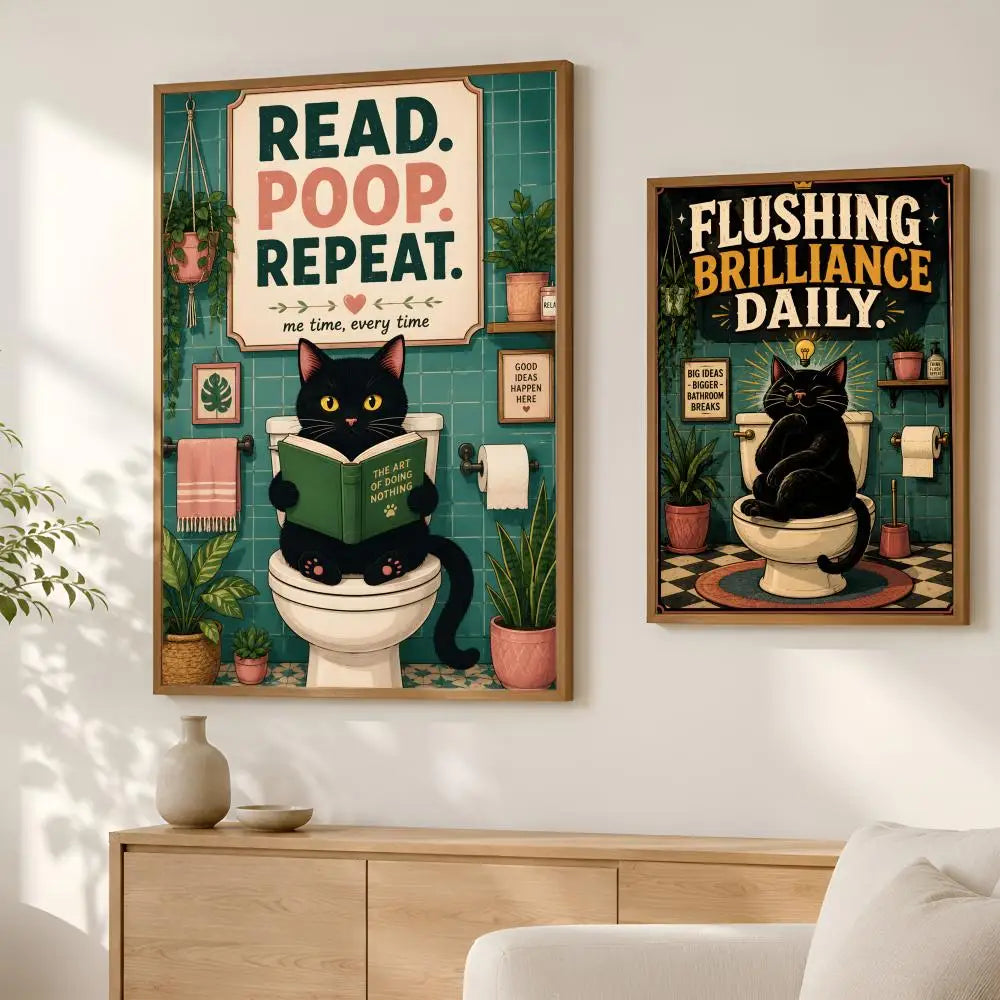 Funny Cat Slogan Self-Stick PVC Wall Art Poster – Waterproof