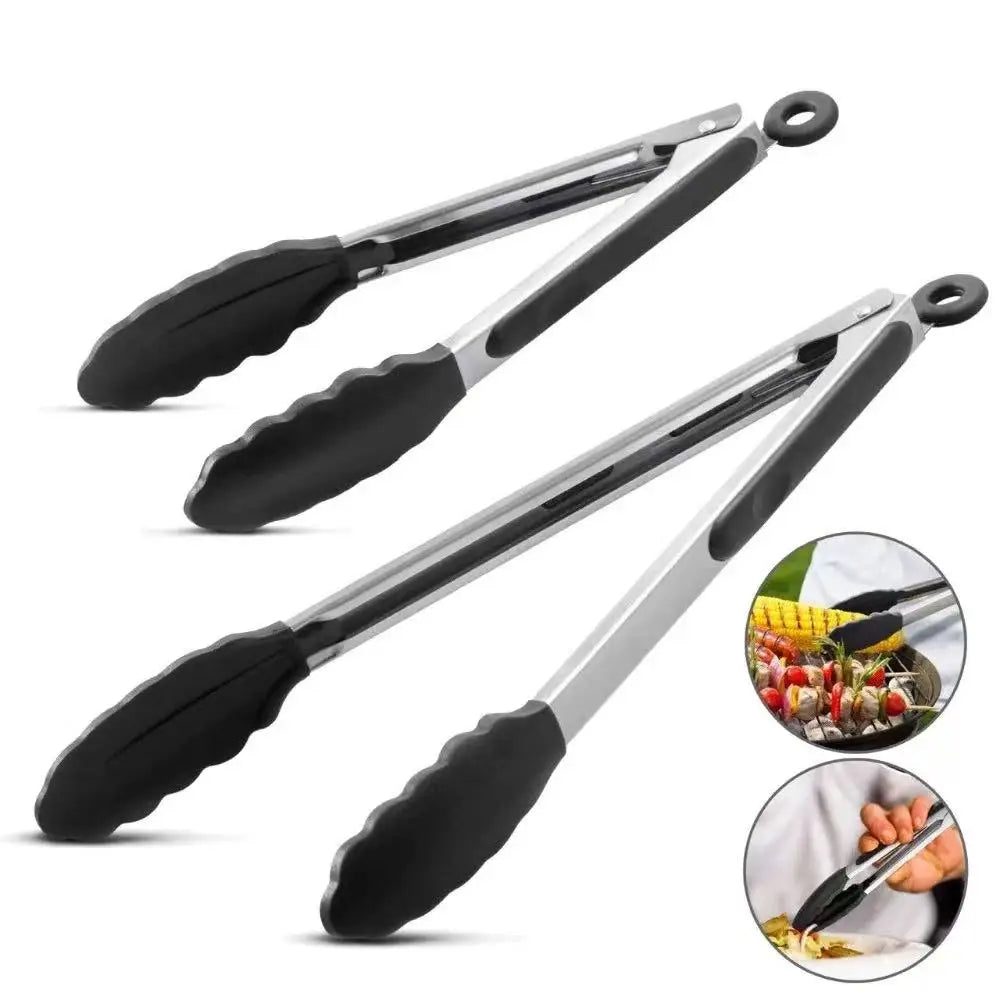 Silicone Locking Kitchen Tongs – BBQ & Cooking Clamp 10–13"