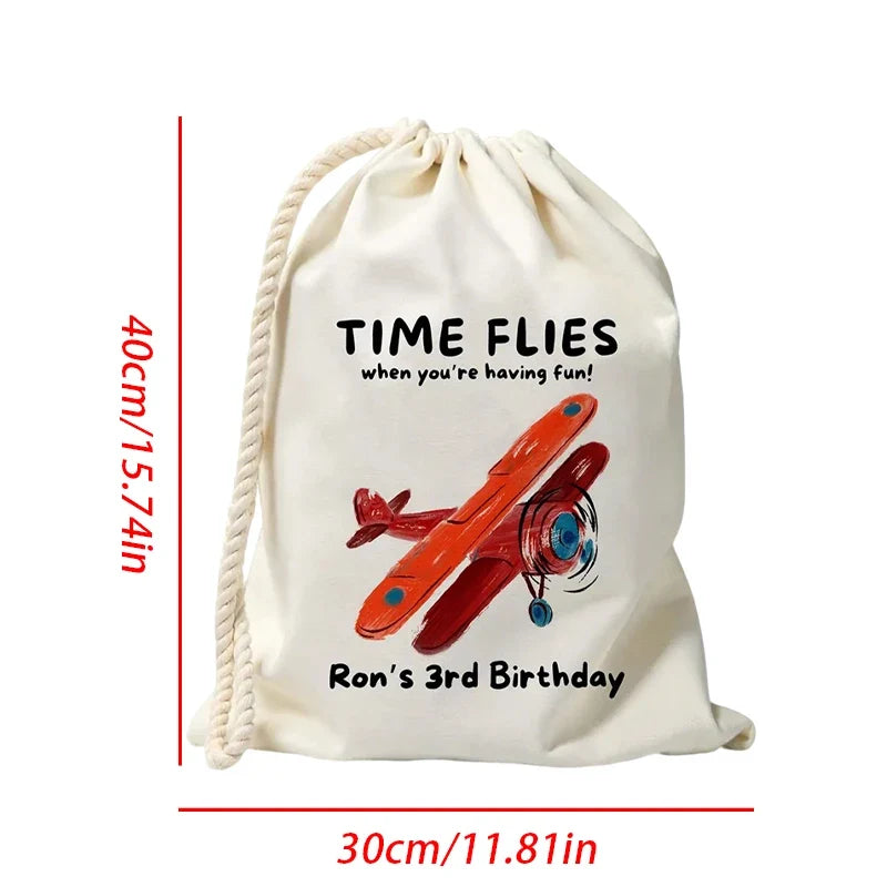 Personalized Airplane Birthday Favor Bags for Kids | Canvas