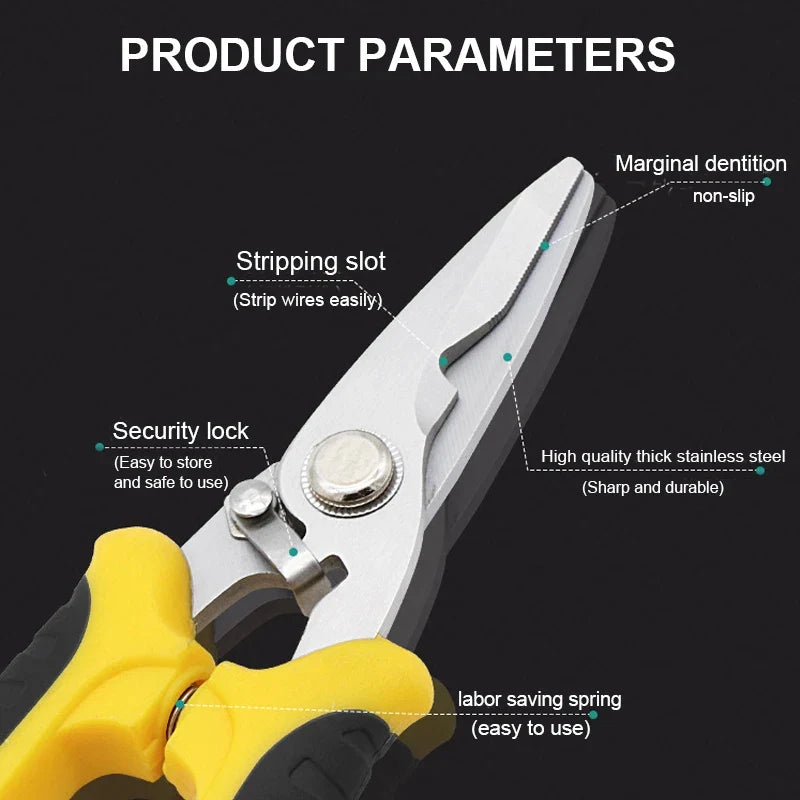 SLADE Stainless Steel Electrician Scissors – Multifunctional