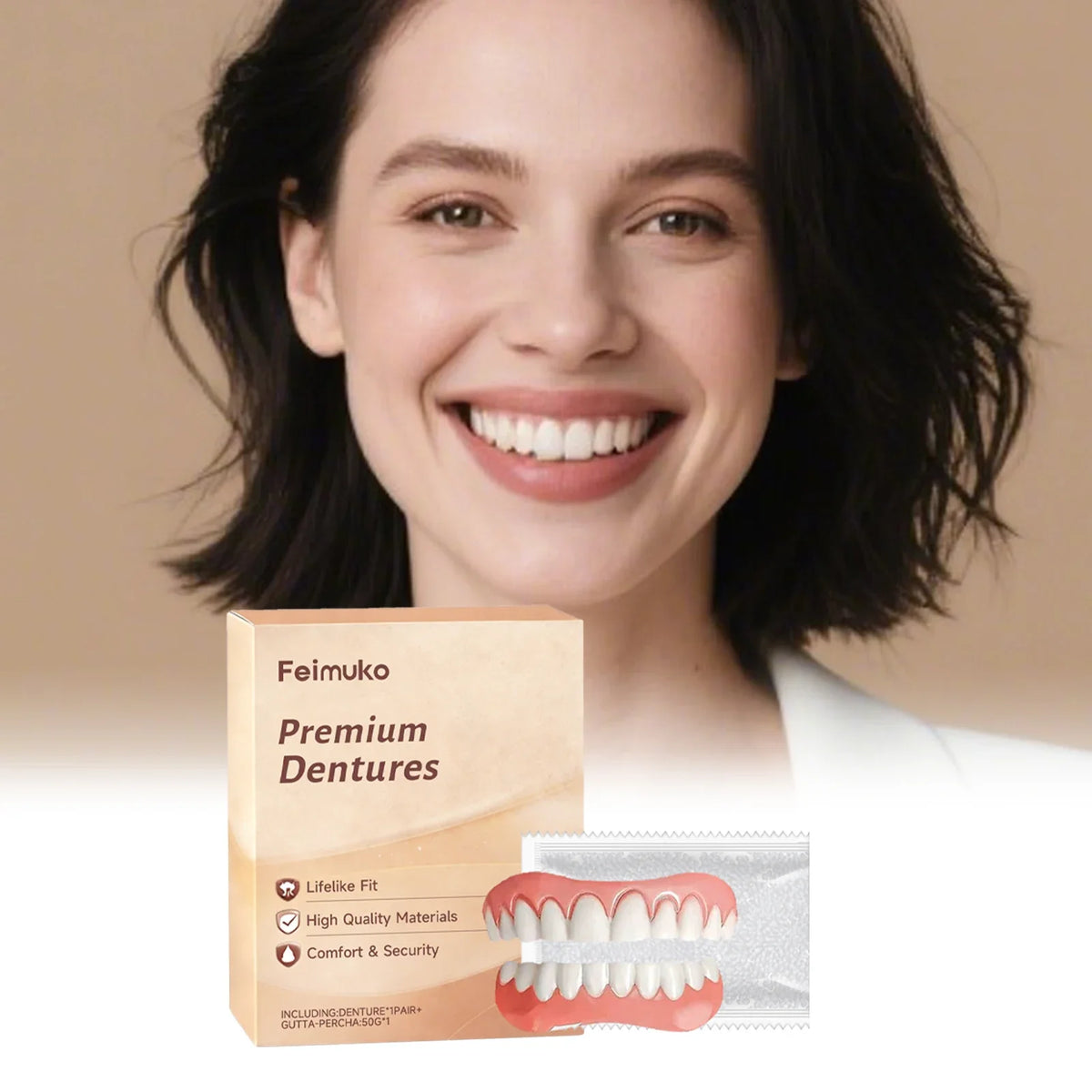 Temporary Soft Denture Set – Silicone Upper & Lower Veneers