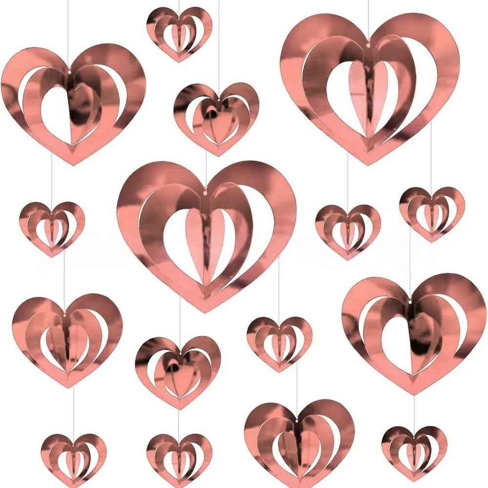 Glitter Heart Sequin Hanging Curtain Decor – 16 PCS Set