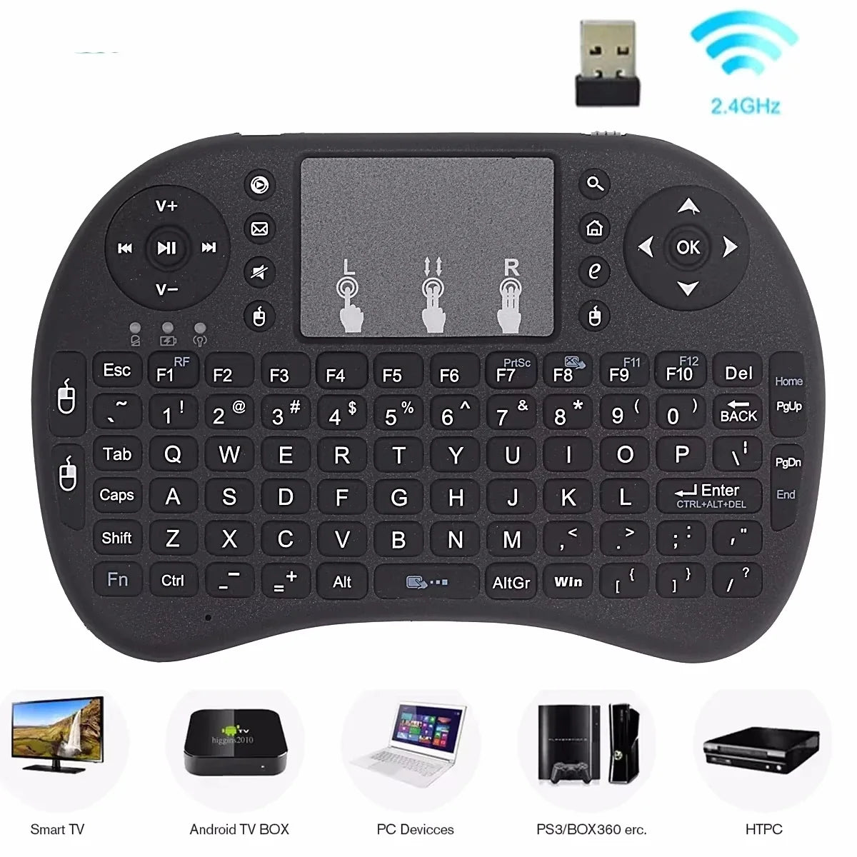 Mini Wireless RGB Backlit Keyboard Air Mouse Touchpad | TV Box