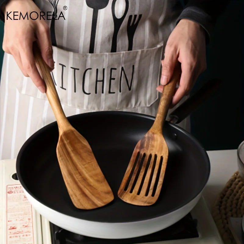 2-Piece Wooden Japanese Spatula Set | Non-Stick Cooking Spoons
