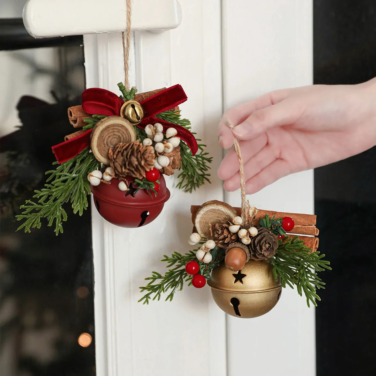 Christmas Bells Antlers Bows Pinecone Mixed Pendants Tree Window