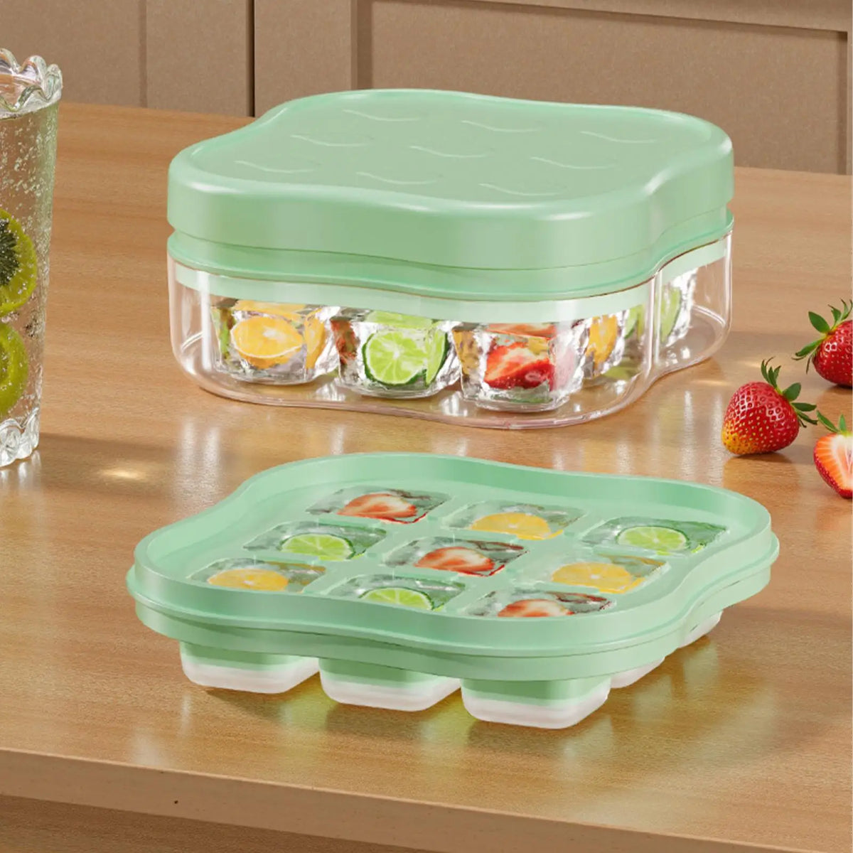 9-Grid Ice Cube Tray with Lid | Food-Grade Freezer Mold