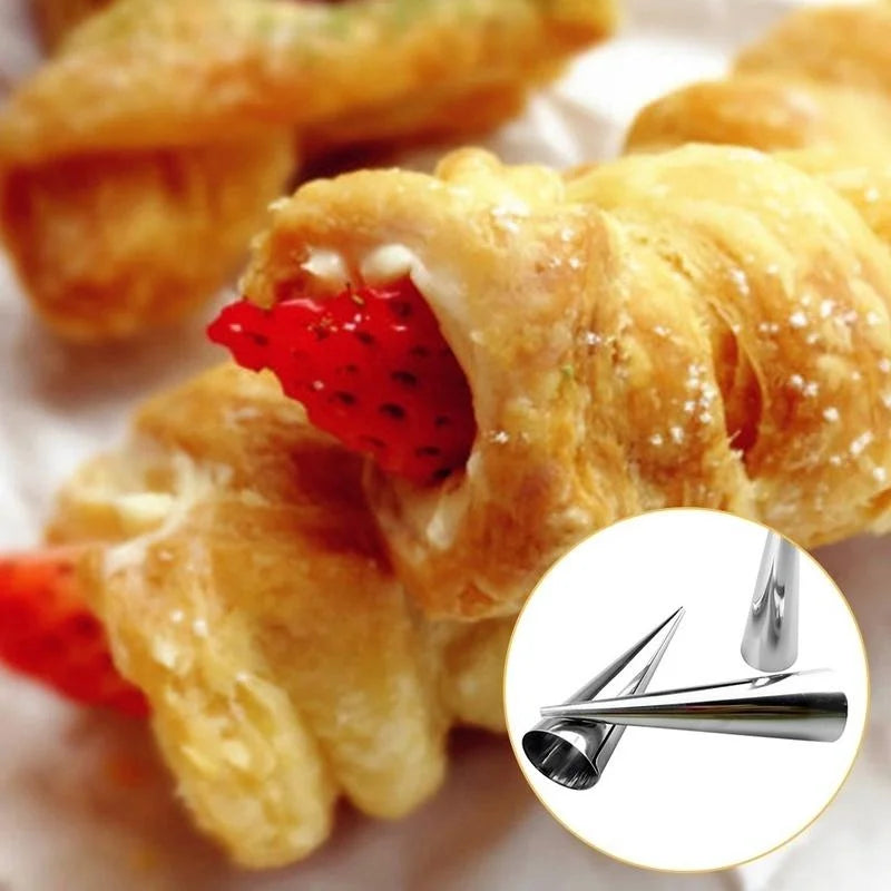 Lot Baking Cones Stainless Steel Spiral Croissant Tubes Horn Bread