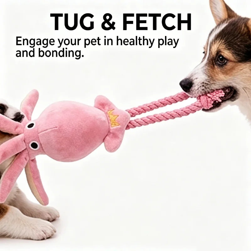 Squeaky Octopus Dog Toy | Cotton Rope Chew Toy for Puppies
