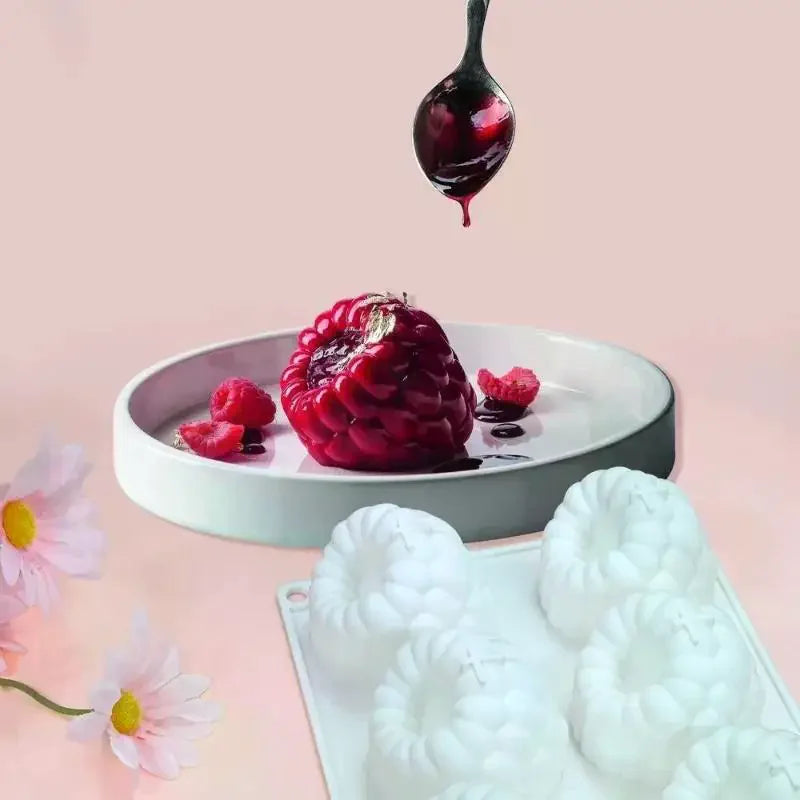 6-Cavity Silicone Raspberry Mold – Non-Stick Baking & Jelly Mold