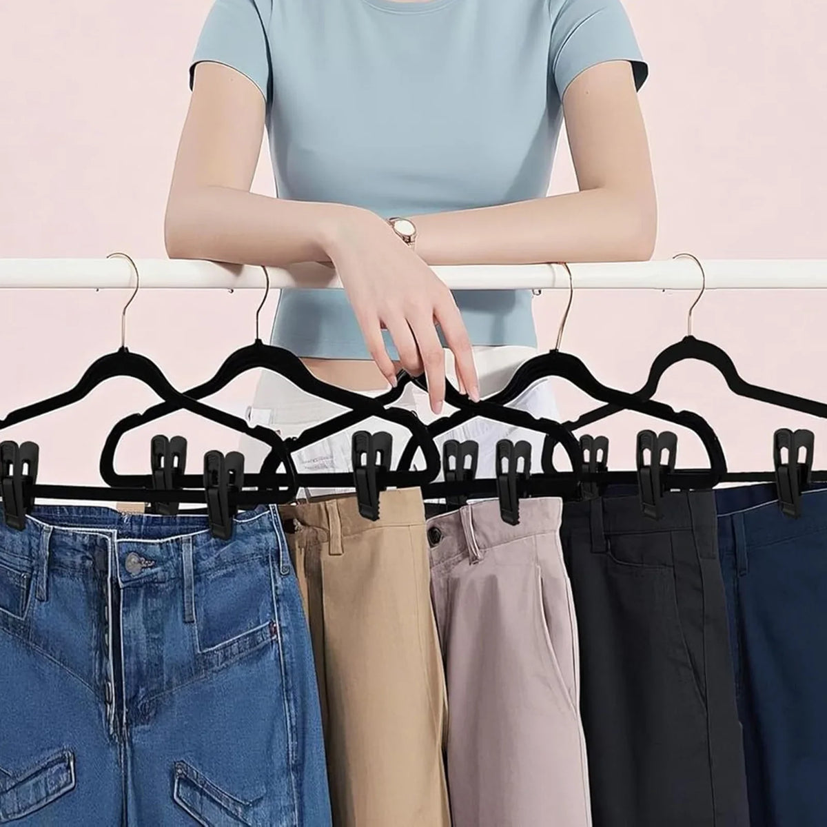 20pcs Large Opening Plastic Clothes Pegs with Hangers