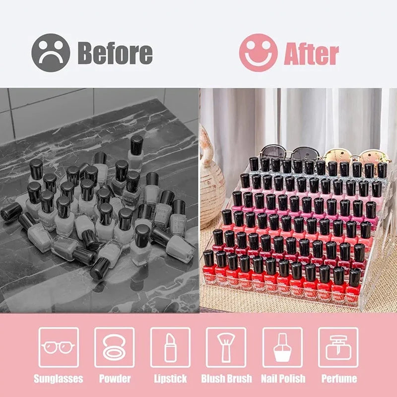 Acrylic Nail Polish & Lipstick Organizer Rack | 3–7 Tiers