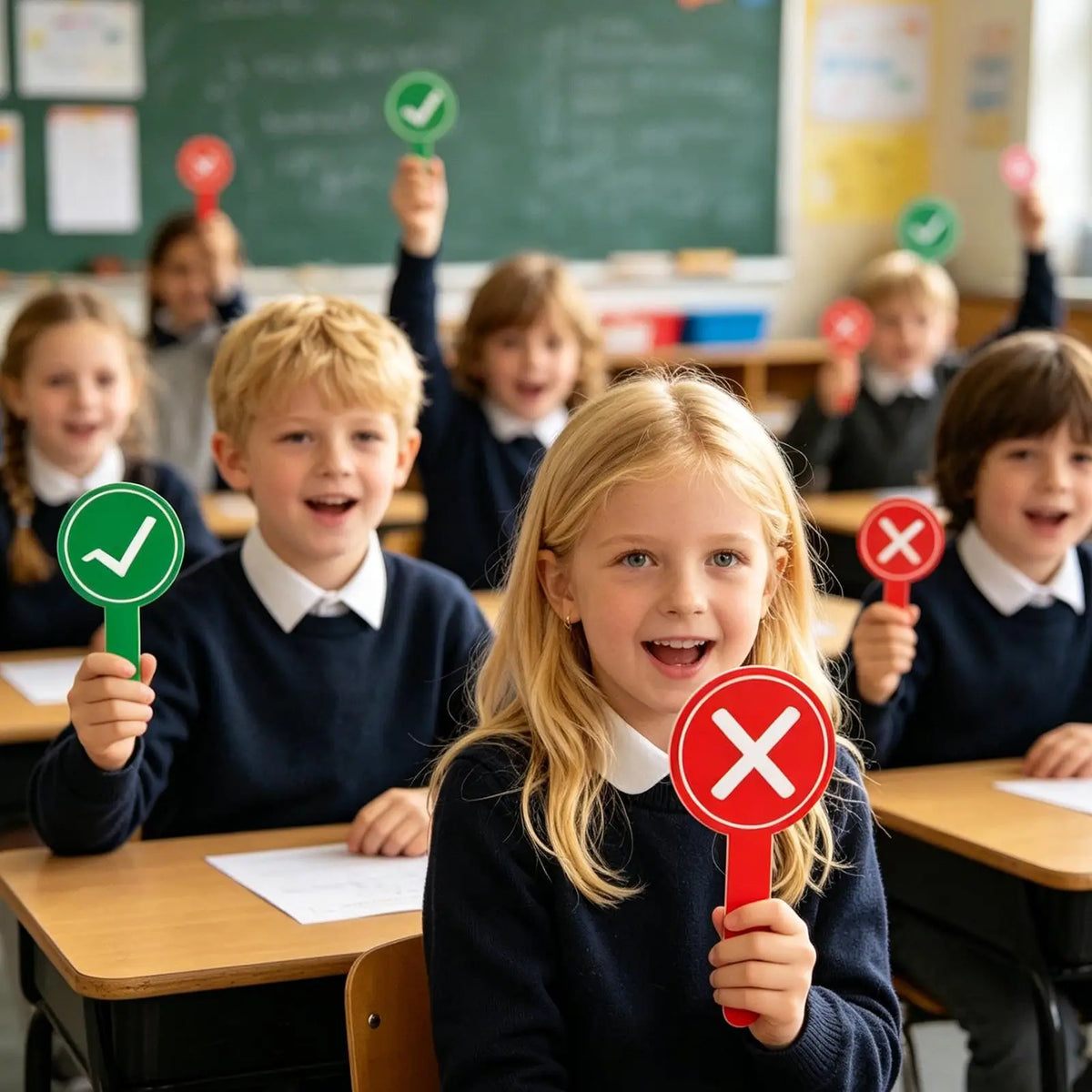 Double-Sided Yes No Voting Paddles for Classroom & Games