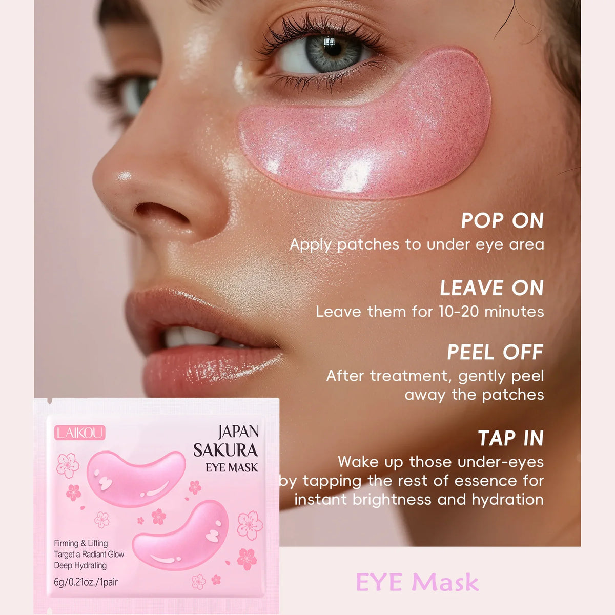 LAIKOU Sakura Eye Mask – Firming Hydrating Under Eye Patches