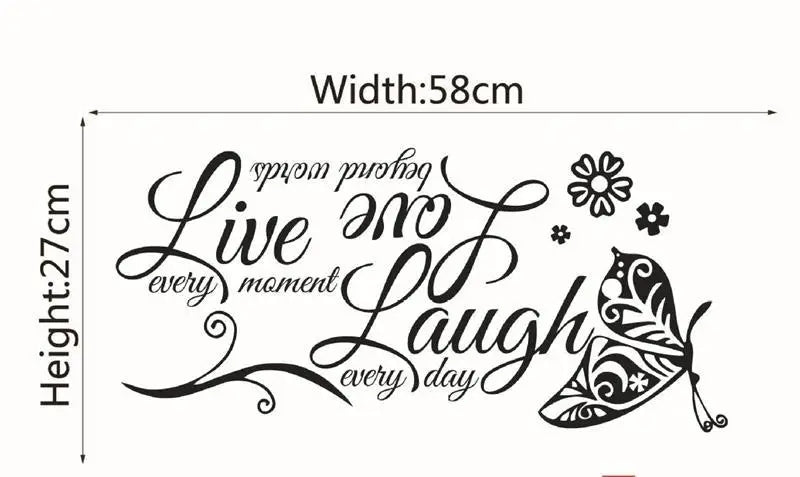 Live Laugh Love Butterfly Wall Decal – Vinyl Quote Sticker