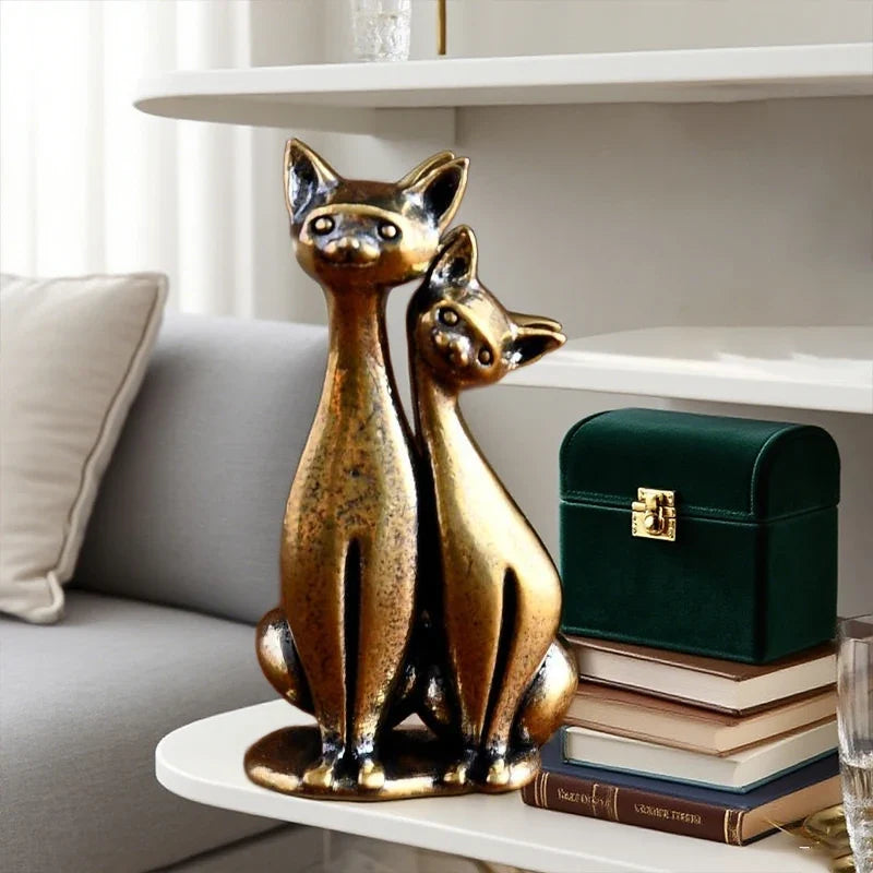 Double Cat Sculpture Ornament Crafts Anime Home Desktop Living Room