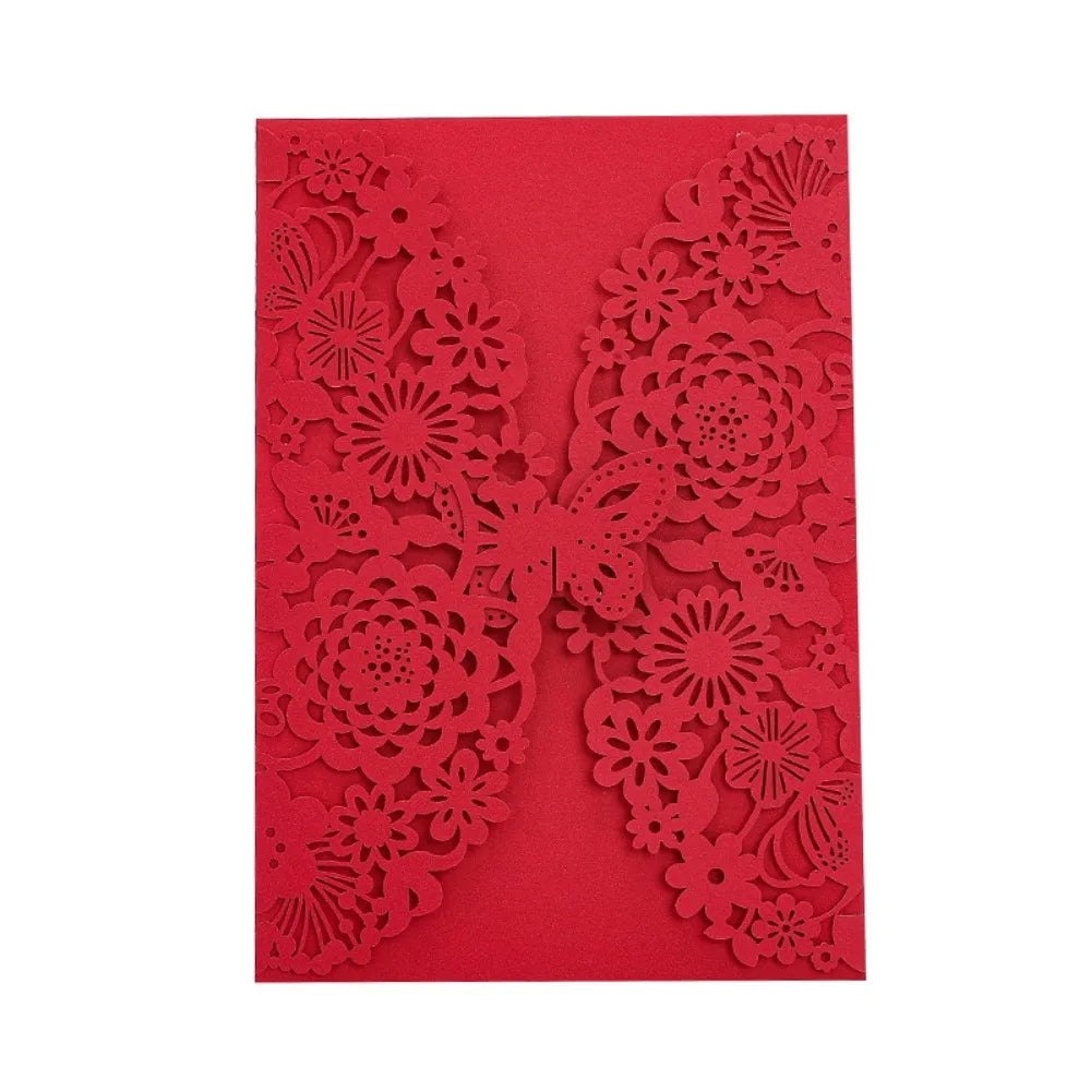 50pcs Laser Cut Hollow Floral Wedding Invitation Cards