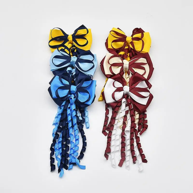 Festival Bow Hair Clips – Curly Ribbon Tassel Hairpins for Girls